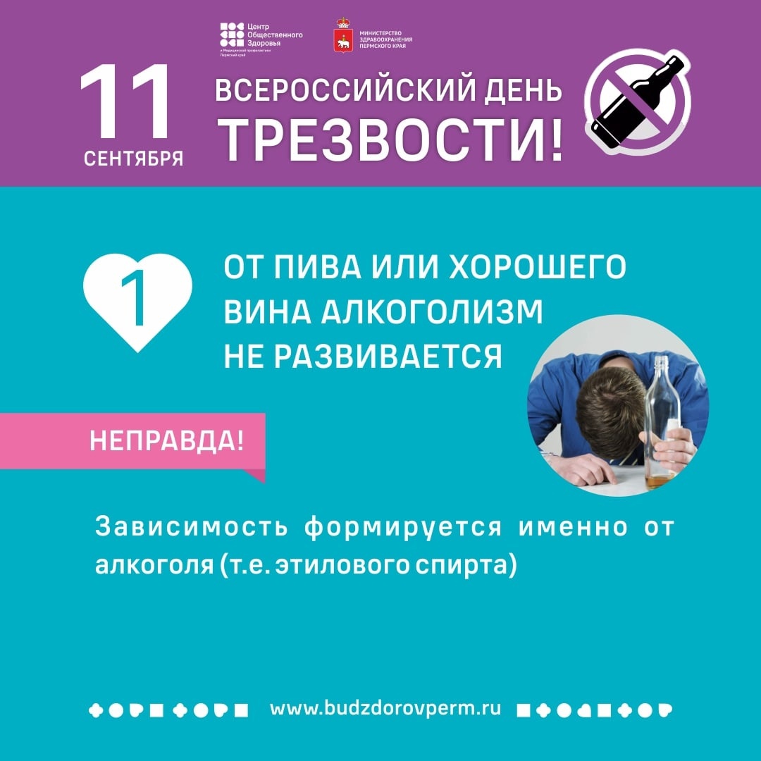 11 сентября - Всероссийский день трезвости! | 12.09.2022 | Пермь -  БезФормата